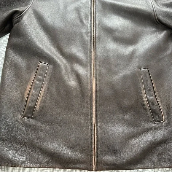 St. John's Bay Vintage Dark Brown 100% Leather Jacket - Picture 12 of 16